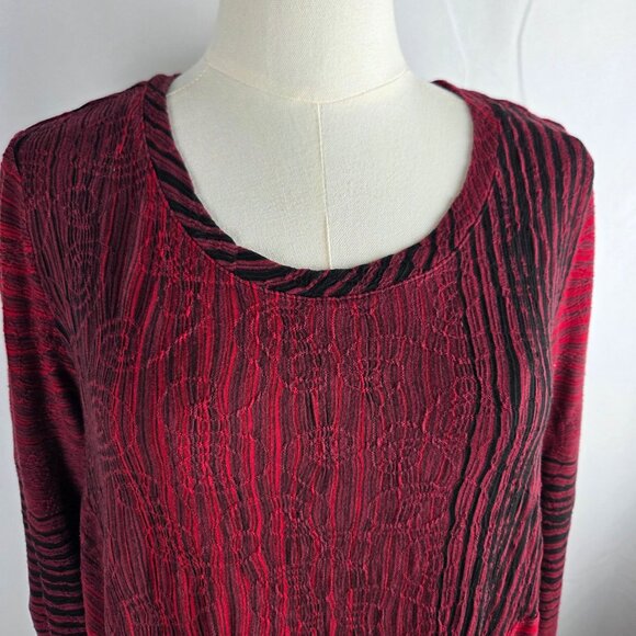 Habitat Making Waves Tunic Top Size Large Cranberry Textured Swirl Lagenlook - Picture 2 of 10